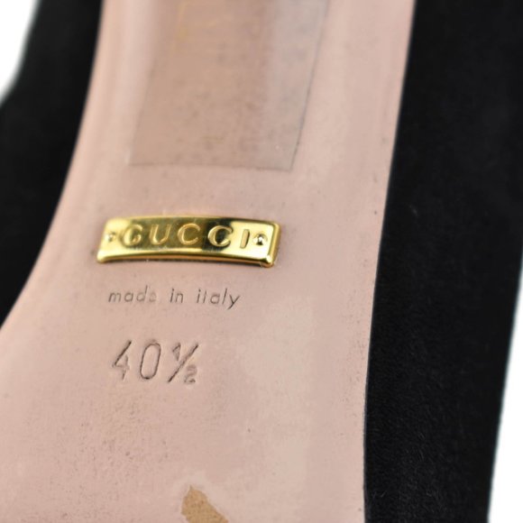 GUCCI: Black, Suede & Patent Leather Ankle Booties - Picture 9 of 9